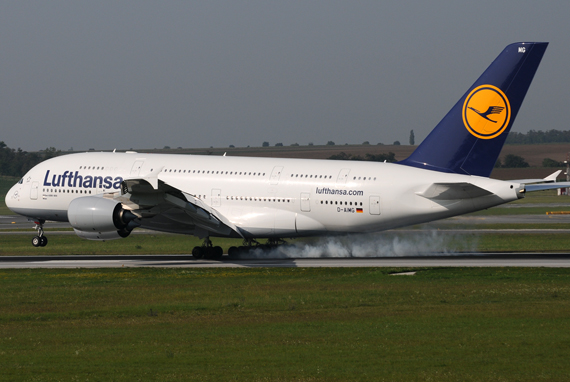 Airbus A380 der Lufthansa bei der Landung (Symbolbild) - Foto: Austrian Wings Media Crew