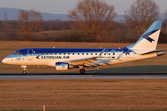 Embraer E-170 der Estonian AIr bei der Erstlandung in Wien - Foto: Austrian Wings Media Crew