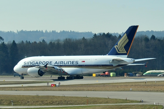 Ein Airbus A380 von Singapore Airlines in Zürich - Foto: Austrian Wings Media Crew
