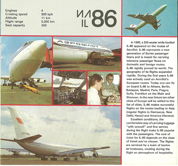 Ausschnitt aus einem Werbefolder der Aeroflot aus dem Jahre 1987