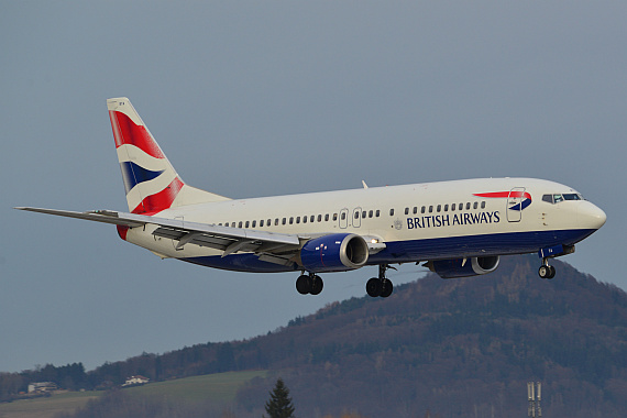 Flughafen Salzburg Winterspotten Jänner 2014 British Airways Boeing 737-400 G-GBTA Foto PA Austrian Wings Media Crew