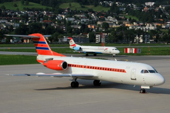 LOWI 11.06.15 PH-KPX Fokker 70 visit Austrian Fokker 100  OE-LVA Bilderbergertreffen 2015 Foto Christian Schöpf