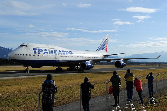 Spotter Planespotter Flughafen Salzburg Transaero Boeing 747-400 Jänner 2014_1 Foto PA Austrian Wings Media Crew