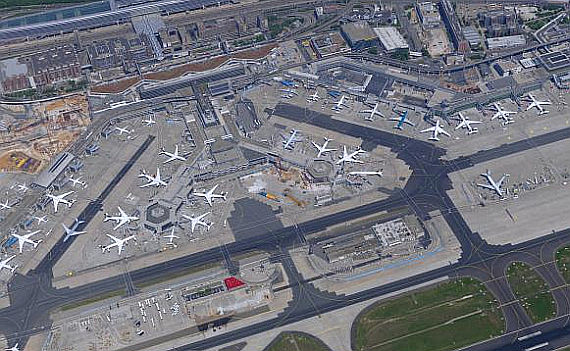 Luftaufnahme des Terminals 1 am Flughafen Frankfurt - Foto: Fraport