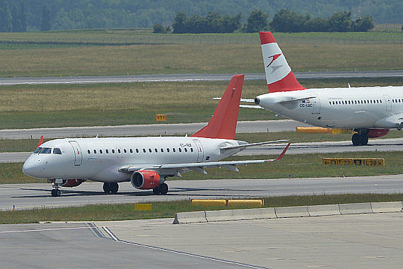 Embraer E170 ES-AEB Estonian im Wetlease für die AUA Foto Huber Austrian Wings Media Crew