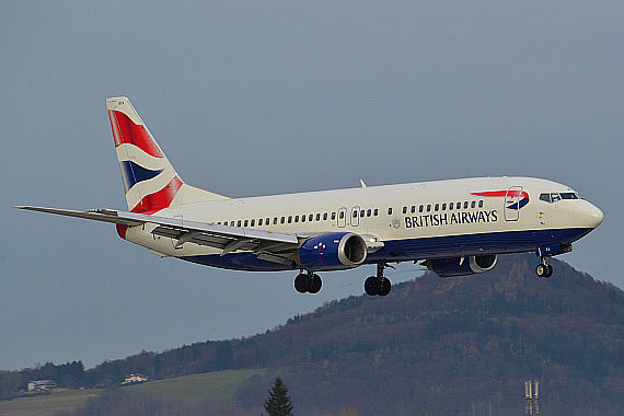 Flughafen Salzburg Winterspotten Jänner 2014 British Airways Boeing 737-400 G-GBTA Foto PA Austrian Wings Media Crew