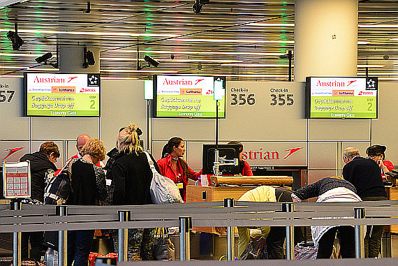 AUA Austrian Airlines Check-In Baggage Drop Off Check-In Foto PA Austrian Wings Media Cew