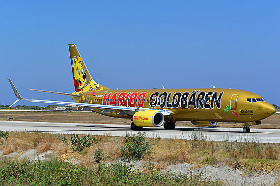 Tuifly Haribo Haribair Sonderlackierung 737-800 Rhodos Foto PA Austrian Wings Media Crew
