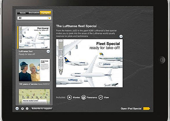 Die iPad App erlaubt Einblicke in die Lufthansa-Flotte - Foto: Lufthansa