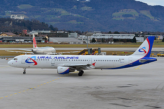 Flughafen Salzburg Winterspotten Jänner 2014 Ural Airlines Airbus A321 VQ-BOZ Foto PA Austrian Wings Media Crew