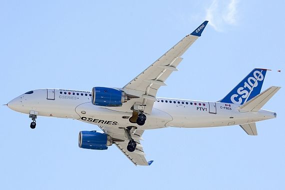 Bombardier CSeries Erstflug Maschine im Flug Foto Bombardier