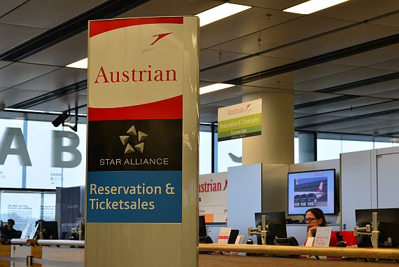 AUA Austrian Airlines Ticketschalter Sales Foto PA Austrian Wings Media Crew