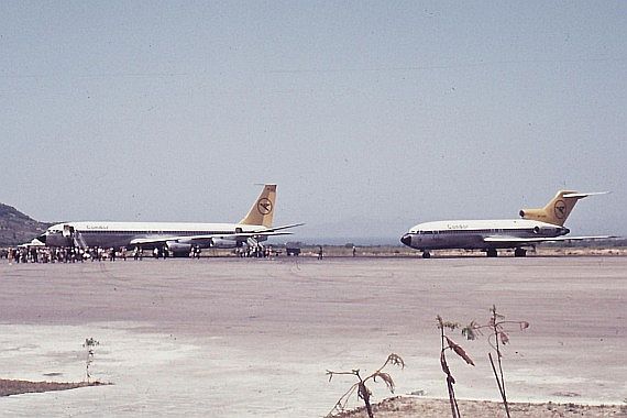 Condor Boeing 707 und Boeing 727-30 auf Rhodos Maritsa Symbolbild Sujetbild Foto Buonasera via Wiki Commons