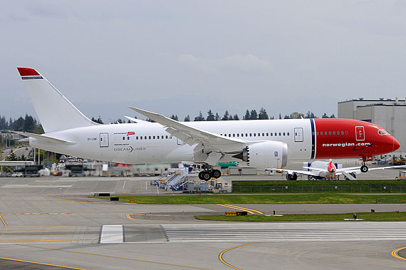 Norwegian Boeing 787-8 Dreamliner EI-LNE Landung in Everett Symbolbild - Foto: Austrian Wings Media Crew