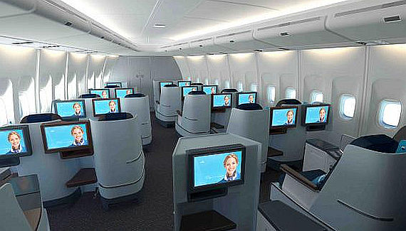 Die neue KLM Business Class im Bug einer 747-400 - Foto: KLM