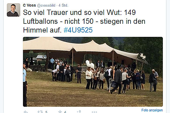 Germanwings Gedenkfeier Foto Twitter CVoss