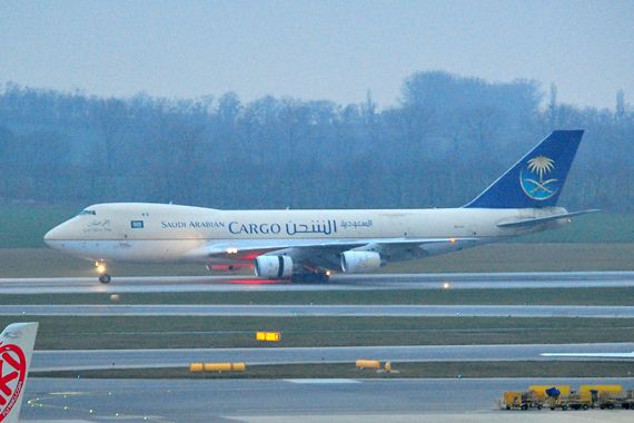 Der 747-200 Frachter von Saudi Arabian Cargo bei der Landung auf der Piste 11 in Wien - Foto: Austrian Wings Media Crew