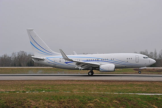 Boeing B737-7HD-BBJ, VP-BNZ der russischen Gazpromavia bei der Landung auf dem EAP - Foto: Andy Herzog