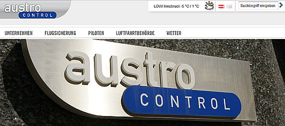Austro Control Internetseite - Foto: Screenshot