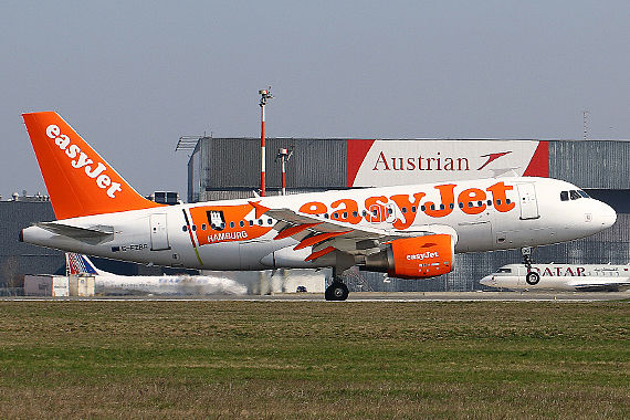 easyJet Airbus A320 G-EZBG Landung Wien - Foto: Christian Zeilinger
