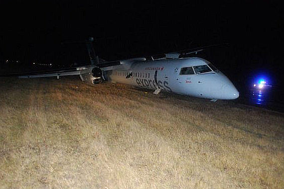 Q400 Jazz Air Canada Express kollabiertes Hauptfahrwerk Foto Canadia TSB