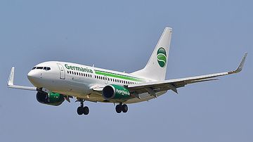 Germania Boeing 737-700 D-AGEP Anflug Rhodos Foto PA Austrian Wings Media Crew