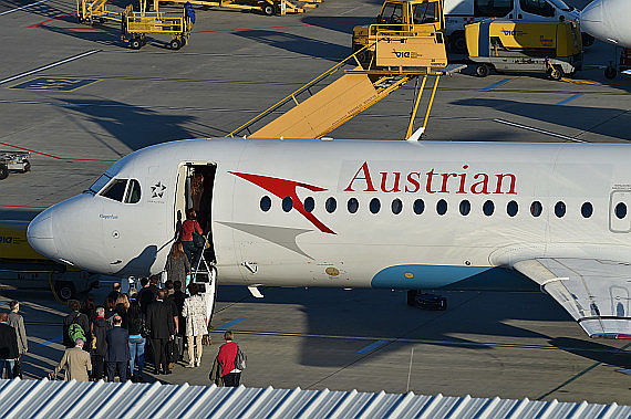 AUA Austrian Airlines Fokker 70 Passagiere DSC_0014 Foto Huber Austrian Wings Media Crew