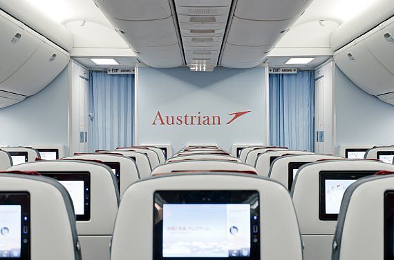 Blick in die Economy Class der neuen AUA-Langstreckenkabine - Foto: Austrian Airlines / Claudia Farkasch