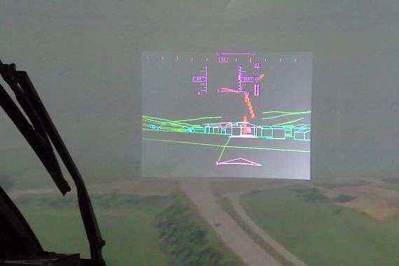 Augmented Reality Darstellung von Hindernissen für Hubschrauberpiloten - Foto: Screenshot YouTube (Link siehe unten)