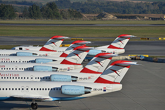 Fokker-Flotte Symbolbild Sujetbild AUA Austrian Airlines DSC_0121 Foto Huber Austrian Wings Media Crew