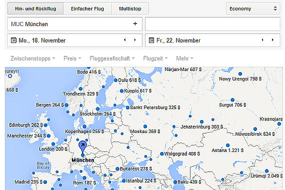 Google Flight Screenshot