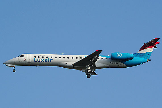 Luxair Embarer E-145 LX-LGJ im Anflug Piste 34 Foto PA Austrian Wings Media Crew