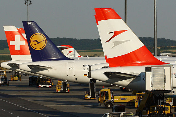 Swiss, Lufthansa und Austrian am Flughafen Wien - Foto: Christian Zeilinger