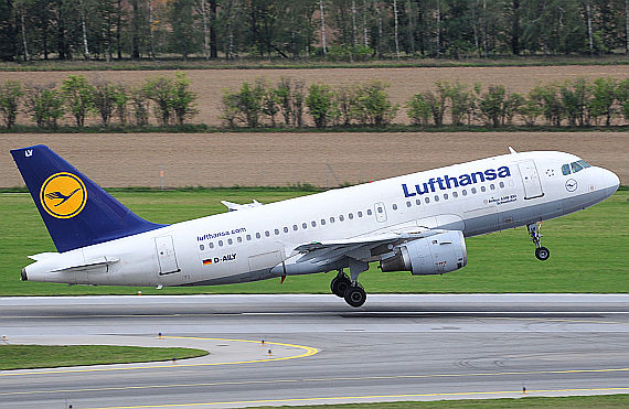 Lufthansa Airbus A319, D-AILY, beim Start auf der Piste 29, aufgenommen mit 400mm Brennweite (Vollformat) - Foto: Austrian Wings Media Crew