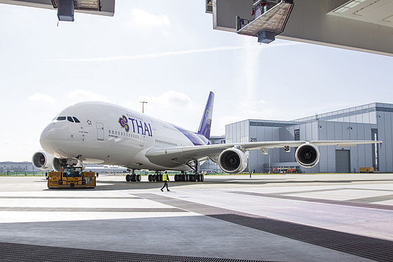 Airbus A380 der Thai Airways im Airbus-Werk Hamburg- Foto: Airbus