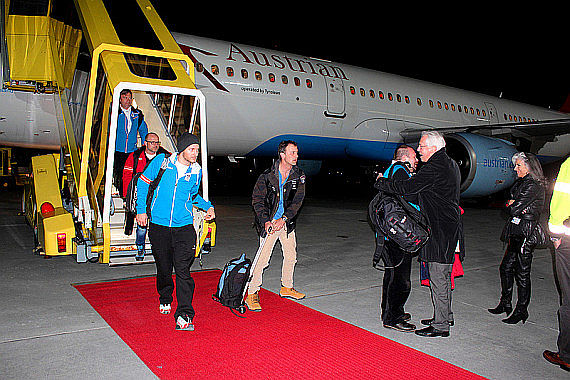 AUA Austrian Airlines Olympia 2014 Sotschi Ankunft Innsbruck Christian Schöpf
