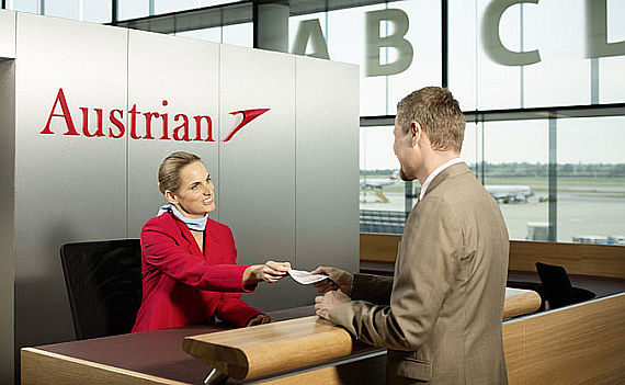 Ticketschalter AUA Passagier Foto: Austrian Airlines