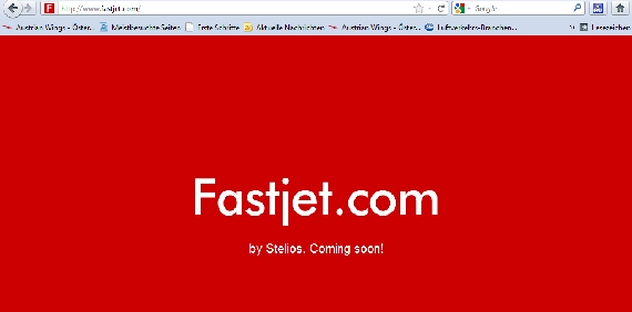 Screenshot der "Fastjet"-Homepage, Stand 26. September 2011, 18:34 Uhr