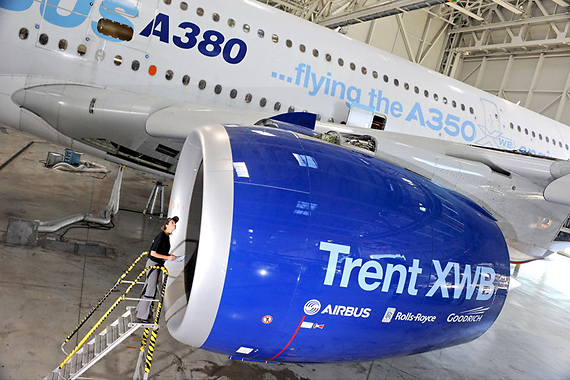 Das Trent XWB am Airbus A380 - Foto: Airbus S.A.S.
