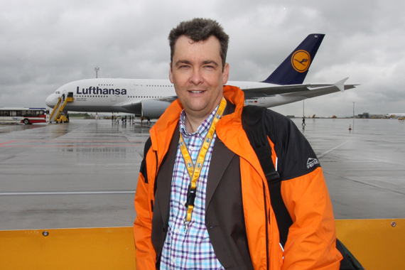 Obmann Martin Dichler bei der A380 Erstlandung in Wien