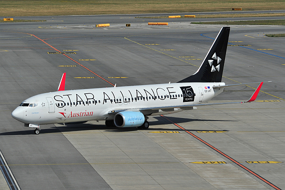 Die OE-LNT wird, auch aufgrund des Umstandes, dass sie die Flotte in Kürze verlässt, mit dem neuen Sticker noch einmal zum Objekt der Begierde für Fotografen und Spotter - Foto: Austrian Wings Media Crew