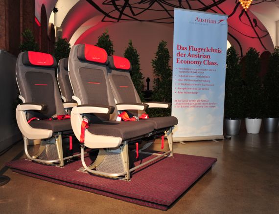 Auch die neuen Economy Class Langstrecken-Sitze werden mit Bildschirmen ausgestattet sein - Foto: Austrian Wings Media Crew Auch die neuen Economy Class Langstrecken-Sitze werden mit Bildschirmen ausgestattet sein - Foto: Austrian Wings Media Crew