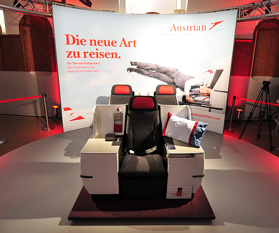 Der Einzelsitz in der neuen Langstrecken-Business-Class wird auch "Thron" genannt - Foto: Austrian Wings Media Crew Der Einzelsitz in der neuen Langstrecken-Business-Class wird auch "Thron" genannt - Foto: Austrian Wings Media Crew