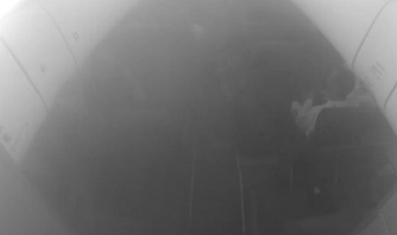 Mit Rauch gefüllte Kabine eines Passagierflugzeuges; diese Aufnahme entstand während eines Crewtrainings im Mockup, Symbolbild - Foto: V-I-P TV