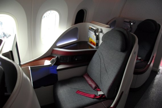 Blick in die Business Class einer Qatar Boeing 787 - Foto: Andy Herzog