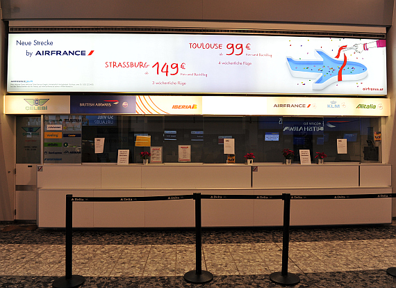 Der Air France Ticketschalter ist bereits geschlossen und übersiedelt - Foto: Austrian Wings Media Crew