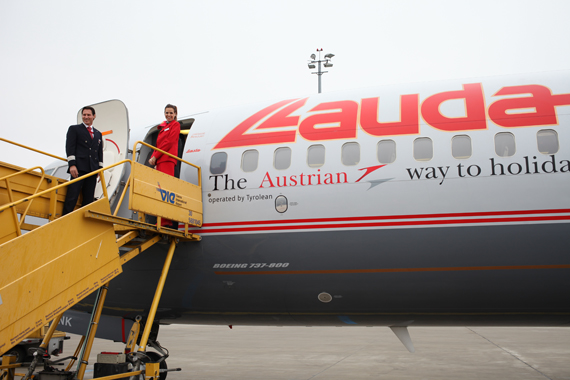 Die OE-LNK ist die letzte Boeing 737 in den Lauda Air Farben - Foto: Christian Zeilinger