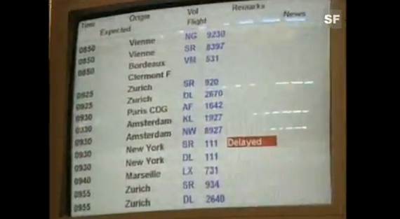 Flug Swissair 111 schien zunächst als "verspätete" auf - Foto: Screenshot YouTube