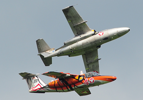 Airpower 2013 Bundesheer Saab 105 Formation mit Tigerbemalung Display_2 PHuber