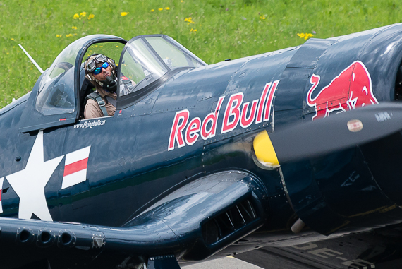 Airpower 2013 F4U Corsair Flying Bulls Closeup Pilot Markus Dobrozemsky